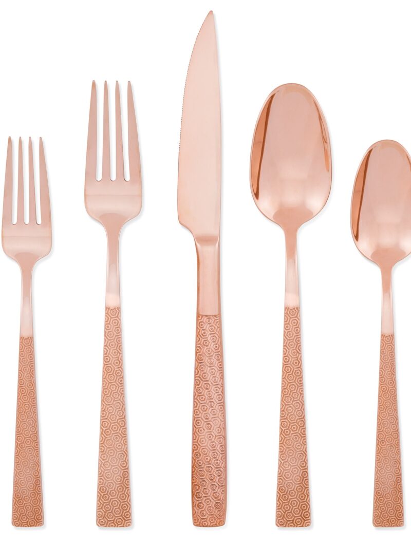 Rose In Full Rose Gold 20 Piece Flatware Set